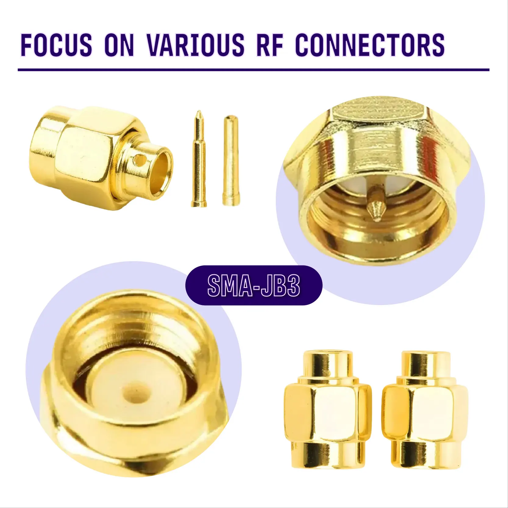 Semi-rigid B3 RG141 RG402 Cable RF Connector High Quality RF Coaxial Gold Plated Matched Termination SMA Male Connector