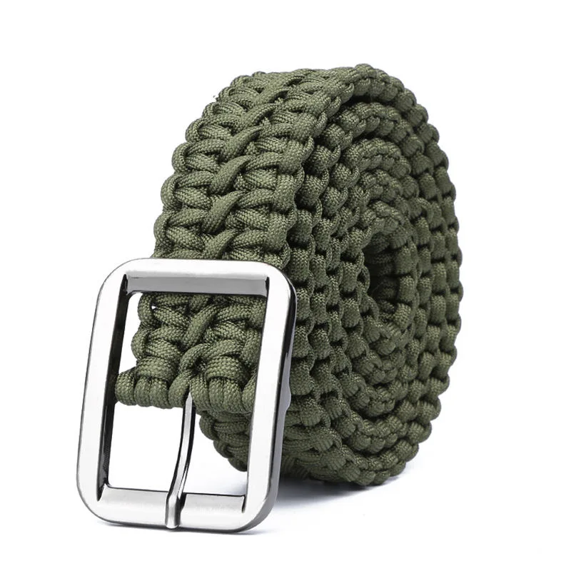 Tactical Paracord Waist Belt Men Women Survival Woven Belt 1.2m Utility Waistband For Outdoor Camping Hunting Hiking