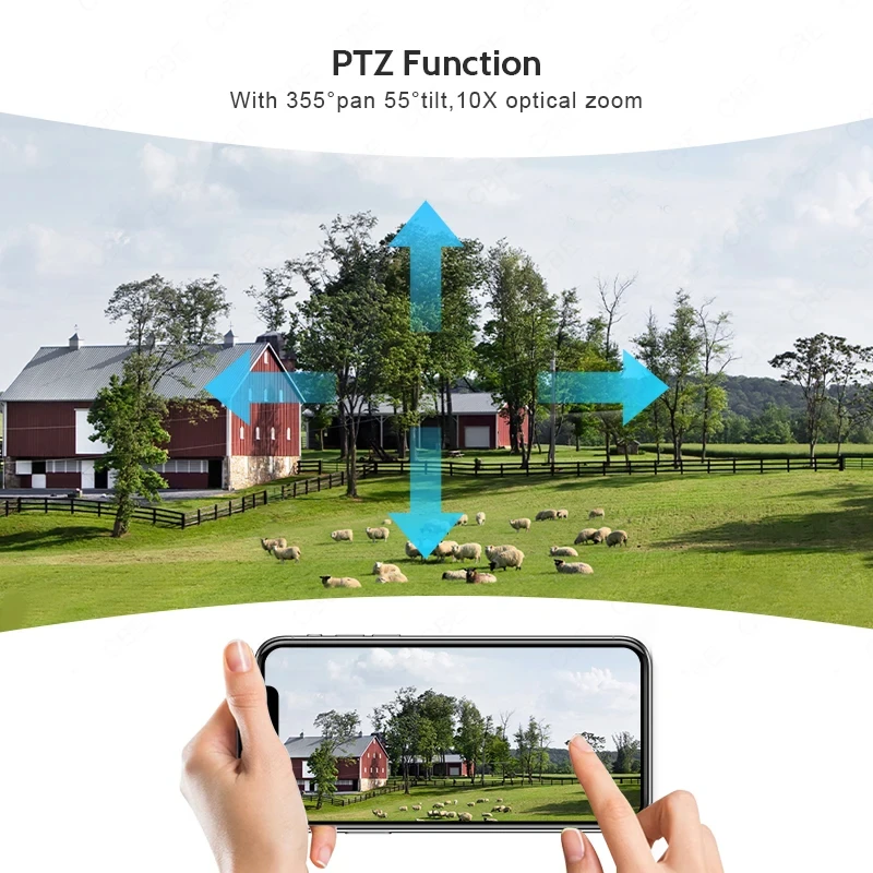 5MP 10x 5-50mm زوومينج بصري لاسلكي مزدوج الضوء PIR كاميرا أمان تعمل بالطاقة الشمسية #1