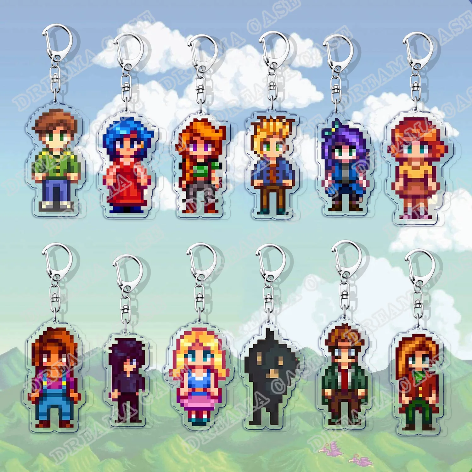 لعبة Stardew لطيف Sdv سلاسل المفاتيح للملحقات حقيبة القط الكلب الدجاج بكسل مزرعة سحر Keyrings مجوهرات أصدقاء الألعاب الهدايا
