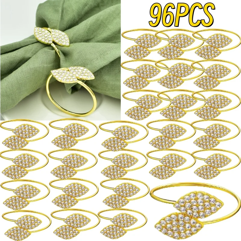 Wedding Napkin Ring Table Decoration Party Rhinestone Napkin Wedding Napkin Holder Rings Hotel Buckles Banquet Leaves Shape