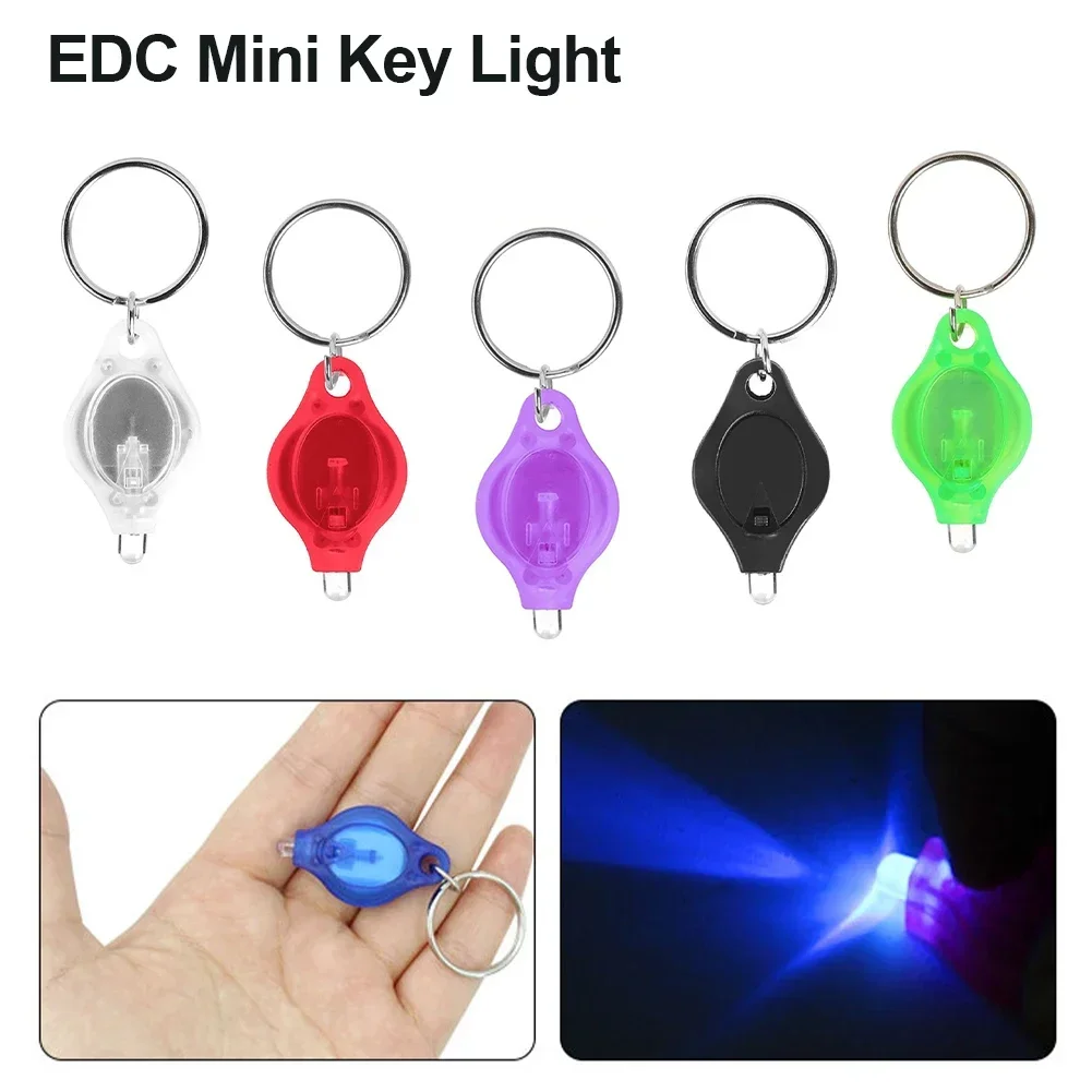 Mini Keychain Light LED UV Flashlight Torch Key Lamp Button Battery Flashlights Red Purple Light Torch Ultraviolet Torch