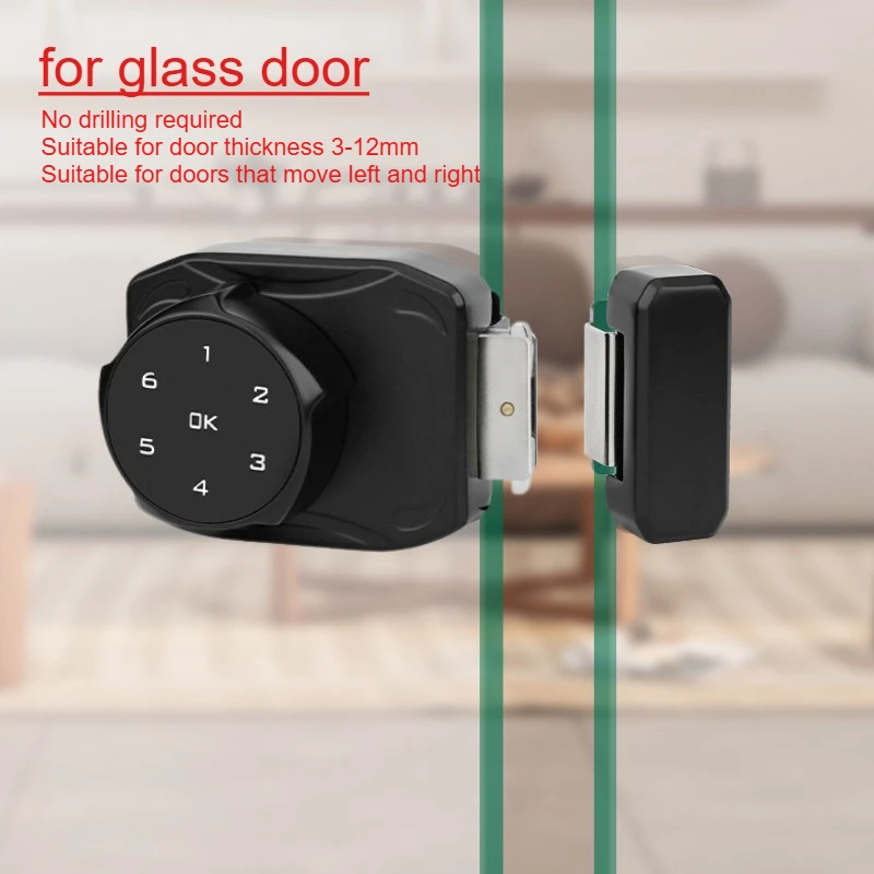 Glass Door Lock Password Lock No Drilling Required Shop Glass Door Lock Double Opening Sliding Door Locks