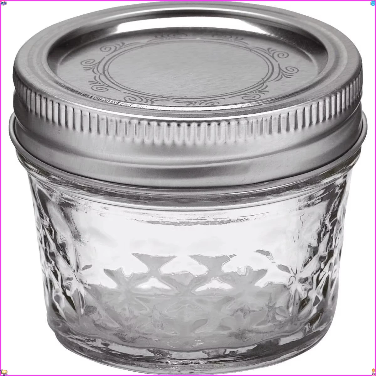 Paquete de 12 tarros de vidrio de 4 oz con boca normal, con tapas para mermelada, especias, miel, ideal para proyectos de bricolaje y regalos de recuerdo de boda