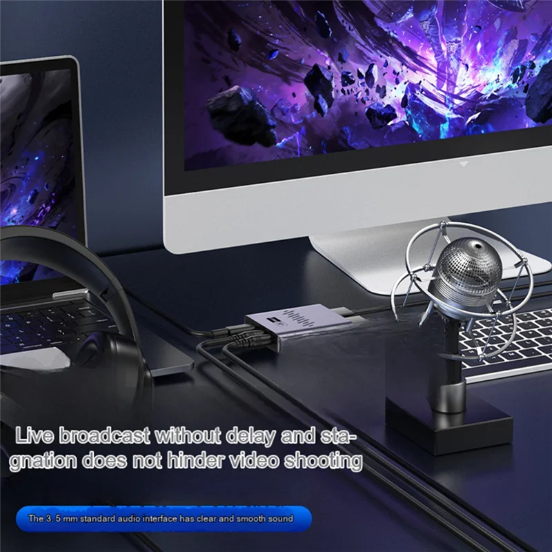 

-Совместимая карта видеозахвата USB3.0/4K HD для мобильного телефона, ноутбука, игровая камера, запись в реальном времени, прочный, простой в использовании