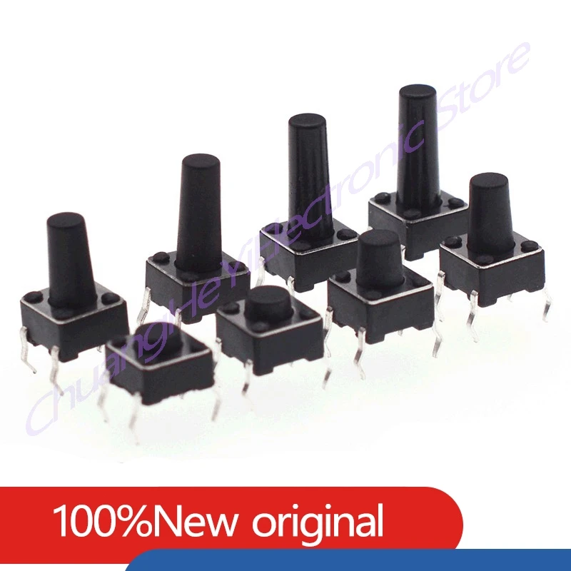 100Pcs/Lot Tact Push Button Switch 12V Copper 4PIN DIP2 SMD Micro Switch 6*6*5 4.3 5 5.5 6 7 8 9 10 11 12 13mm TV Toys Home Use