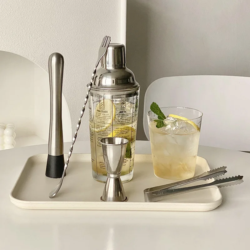 

Glass, milk tea hand-cranked cup, hand-beaten lemon tea, cocktail mixing tool set