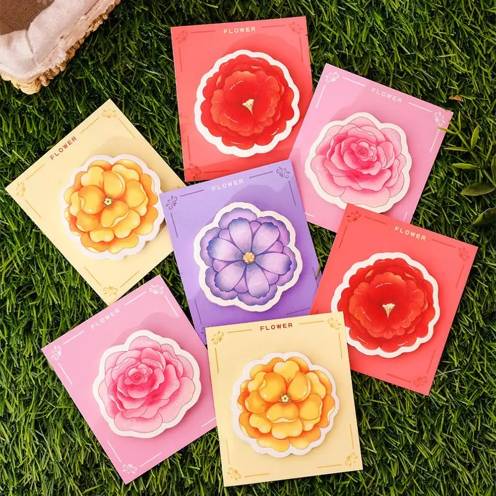 Kawaii Flower Sticky Notes, Creative Pasteable Flower Notepad, Durable, Portable, Compte, Matériel décoratif, Message-Leaving