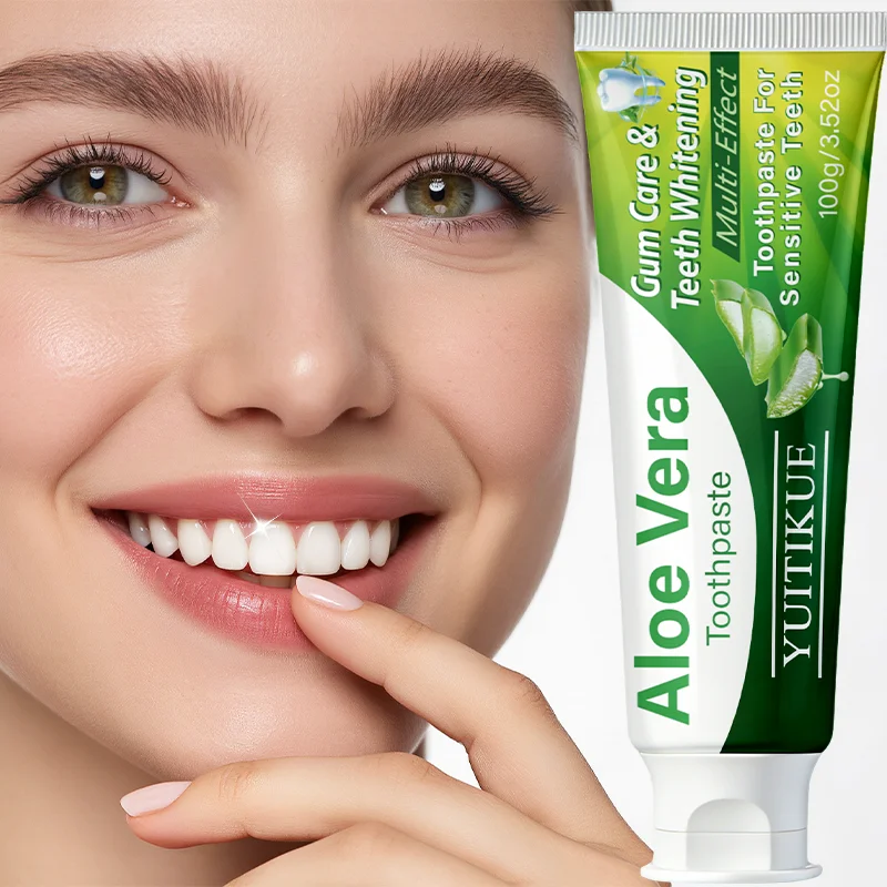 YUITIKUE 100g Aloe Vera Toothpaste Gum Care For Sensitive Teeth Stain Removal Fresh Breath Oral Care Toothpaste