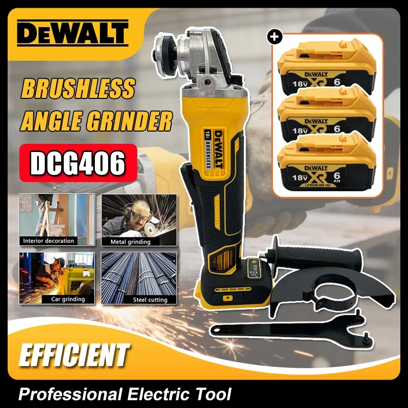 

Аккумуляторная угловая шлифмашина Dewalt DCG406 125 мм, бесщеточная, 9000 об/мин, для резки и полировки, 18В, электроинструмент
