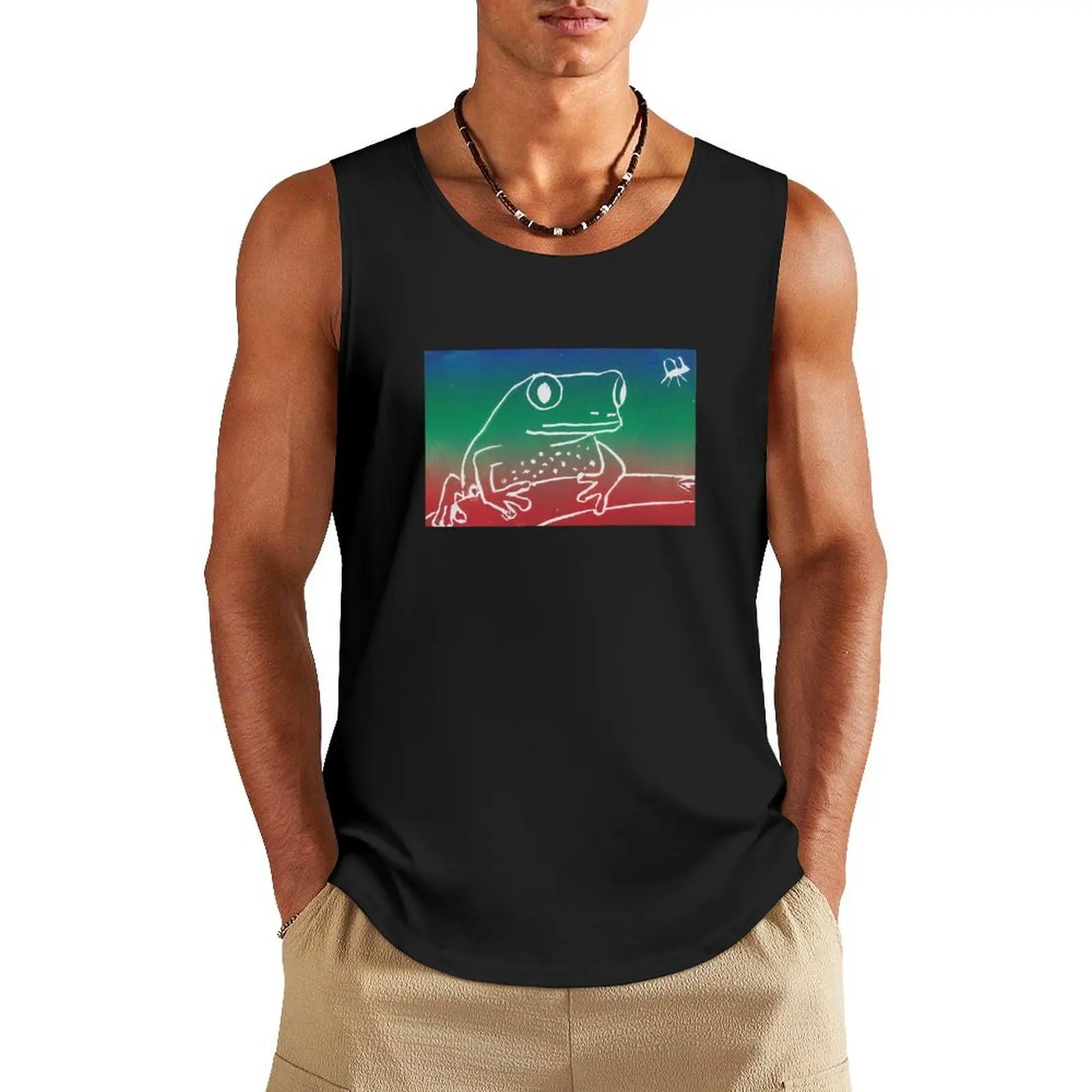 

Rainbow Frog Print (rectangle) Tank Top Men's fitness t-shirt men clothings Men's cotton t-shirt