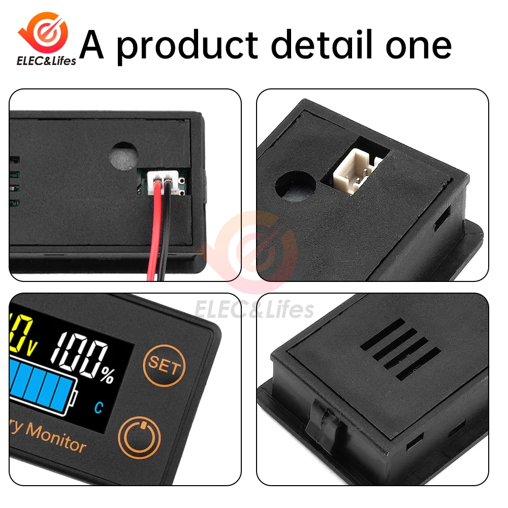 DC 7-100V Battery Capacity Indicator LCD Digital Electricity Meter Lead-acid Lithium LiFe PO4 Voltage Tester for Car Motorcycle