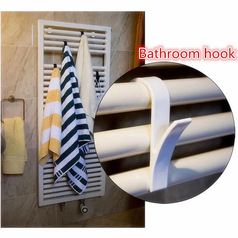 Bathroom Hanger Clips Storage Racks White Clear Hanger Heated Towel Radiator Rail Clothes Scarf Hanger Hooks Holder