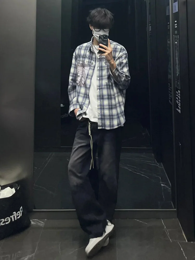 

Мужские джинсы из денима с эффектом похудения, прямого кроя, модные, весна-осень 2024, новинка, стильные, трендовые