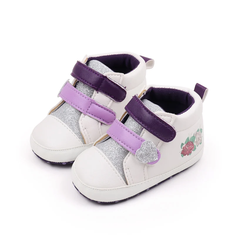 Scarpe Casual glitterate per neonate Love Flower scarpe da passeggio per bambini con fondo morbido