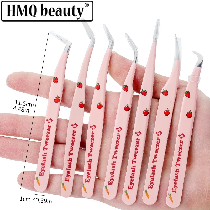 1Pcs Pink Strawberry Tweezers False Eyelash Tweezers High-Quality Eyelash Tweezers Extension Clip Stainless Steel Makeup Tools