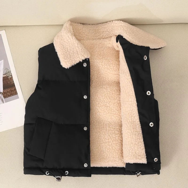 2024 Autumn Winter New Vest Single Breasted Thermal Vest Girl Jacket for Big Kids Fitted Shoulder Vest