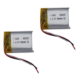 2pcs 3.7v 400mah 1.48Wh Li Lithium Battery 902025 Li-ion 3-Wires Thermistor Repair GPS Bluetooth Speaker Headphones Headset Mp4