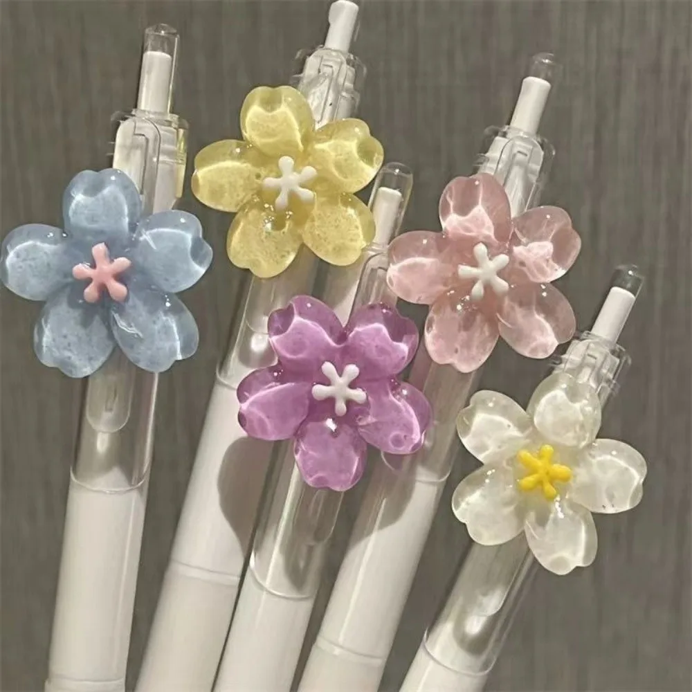 Creative Flower Tulip Writing Pens 0.5mm Cherry Blossom Signature Gel Pen Quick-Drying Vegetables Ballpoint Pen Office