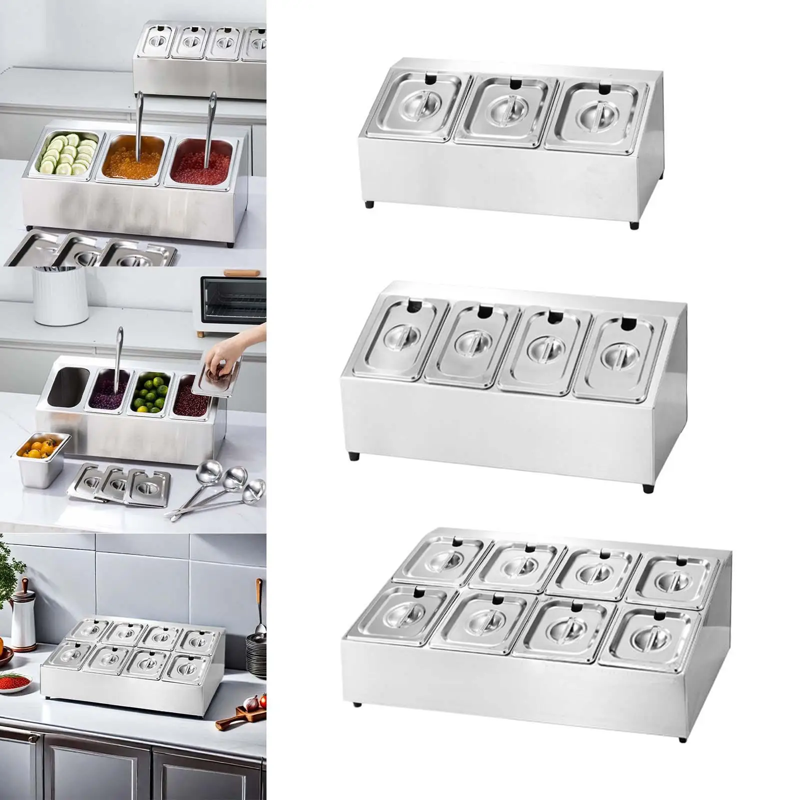 Commercial Jams Box Condiment Display Serving Tray Removable Containers Bar Fruit Canisters Condiment Set for Party BBQ