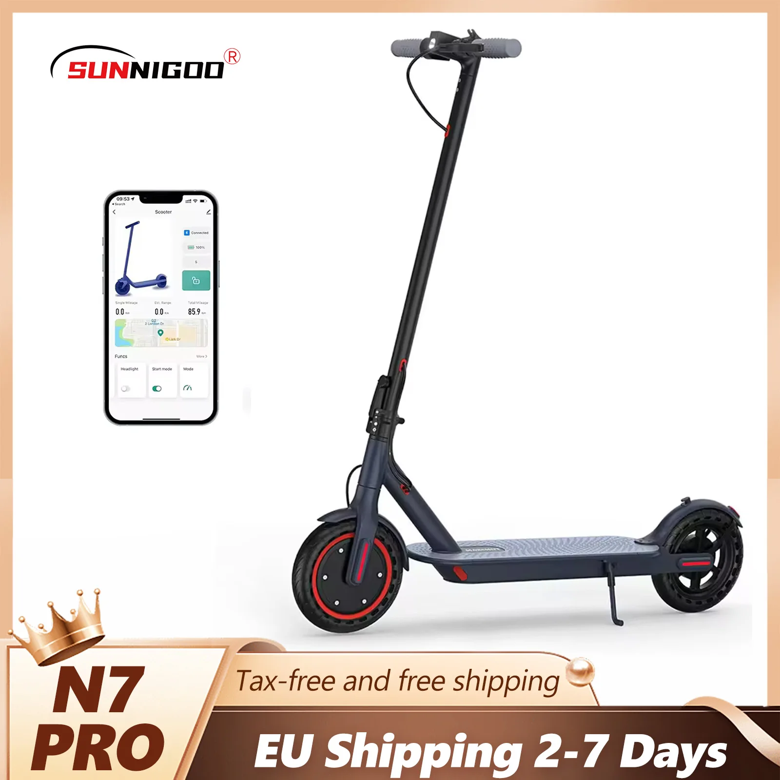 Scooter électrique 350W moteur 36V 10.4Ah 30km portée 8.5 pouces pneu en nid d'abeille trottinettes électriques avec App 2026 cadeaux du nouvel an