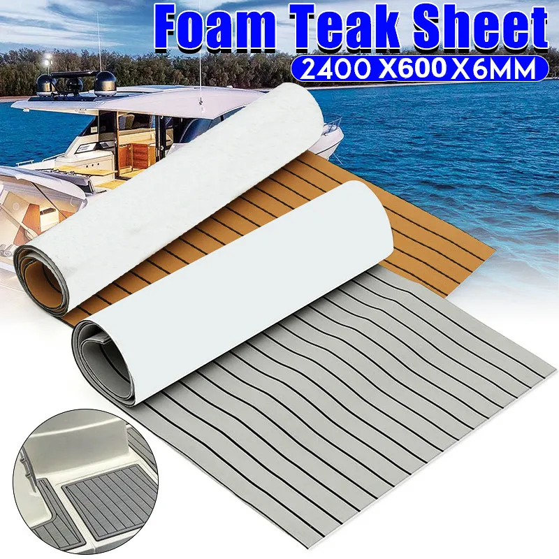 

2400x600x6mm EVA Foam Faux Teak Boat Decking Mat Brown Deck Sheet Yacht Marine Flooring Anti Skid Mat Self Adhesive Vehicle Pad