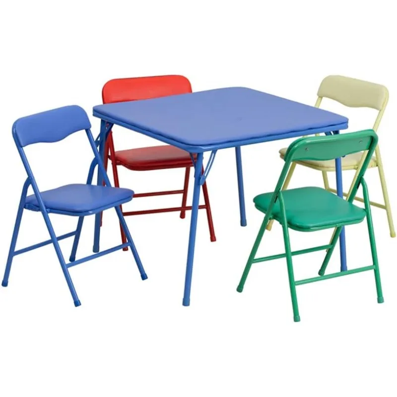 

Flash Furniture Mindy Kids 5-Piece set Folding Square Table and Chairs Set for Daycare and Classrooms, Children's Activity Table