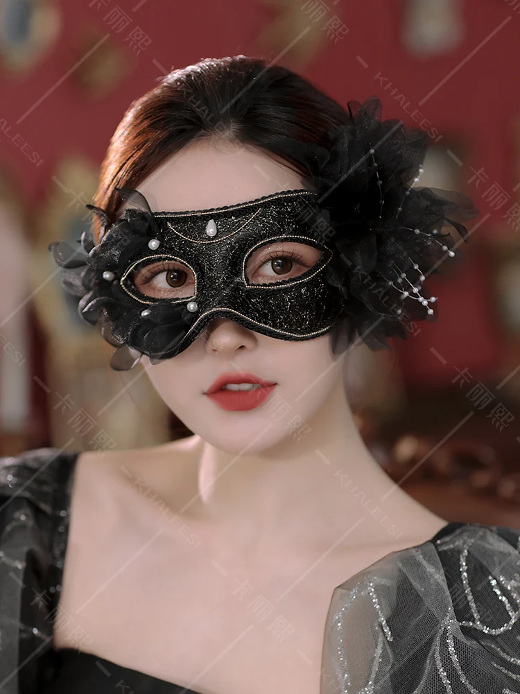 Maschera filato di seta nera fatto a mano da donna colore Sexy abbinato moda semplice adatto festa di ballo banchetto maschera per gli occhi puntelli per le prestazioni