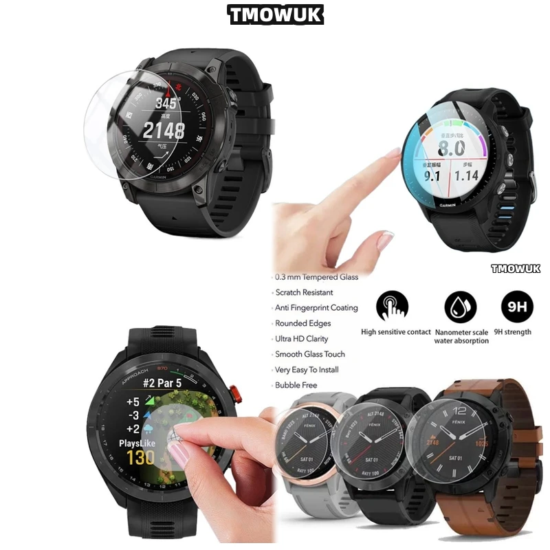 

For Garmin Fenix 7 7S 7X Pro Tempered Glass Screen Protector Smart Watch Anti-Scratch 9H Hardness HD Film
