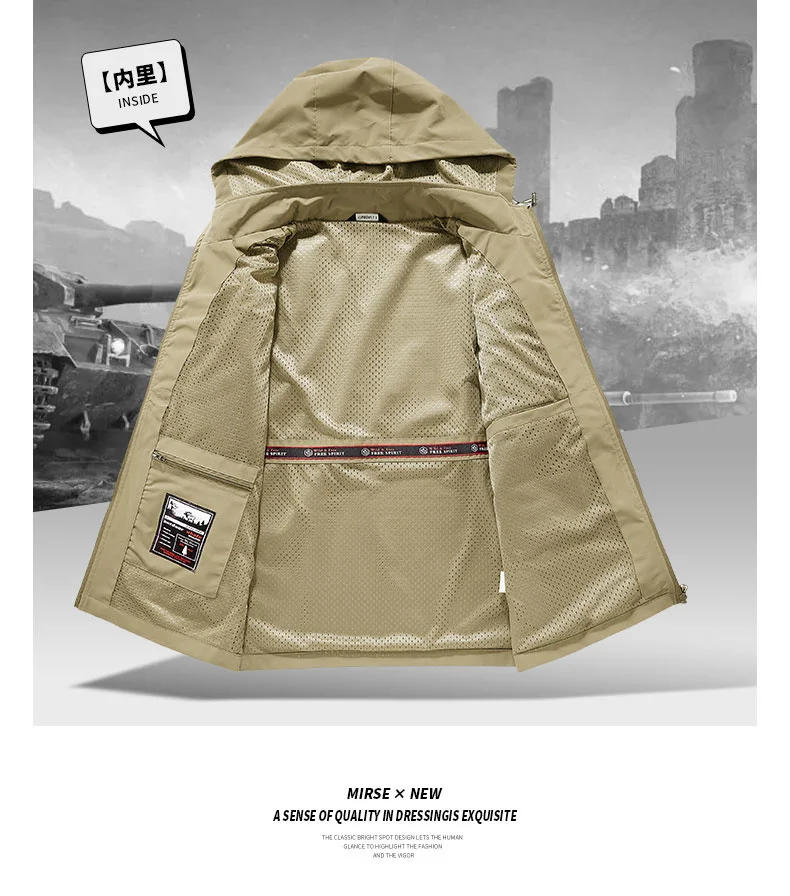 Big Size Men's Hooded Jacket Spring Autumn Casual Outdoor Coat Fashion Middle Aged Male Lightweight Windbreaker Daily Wear Tops