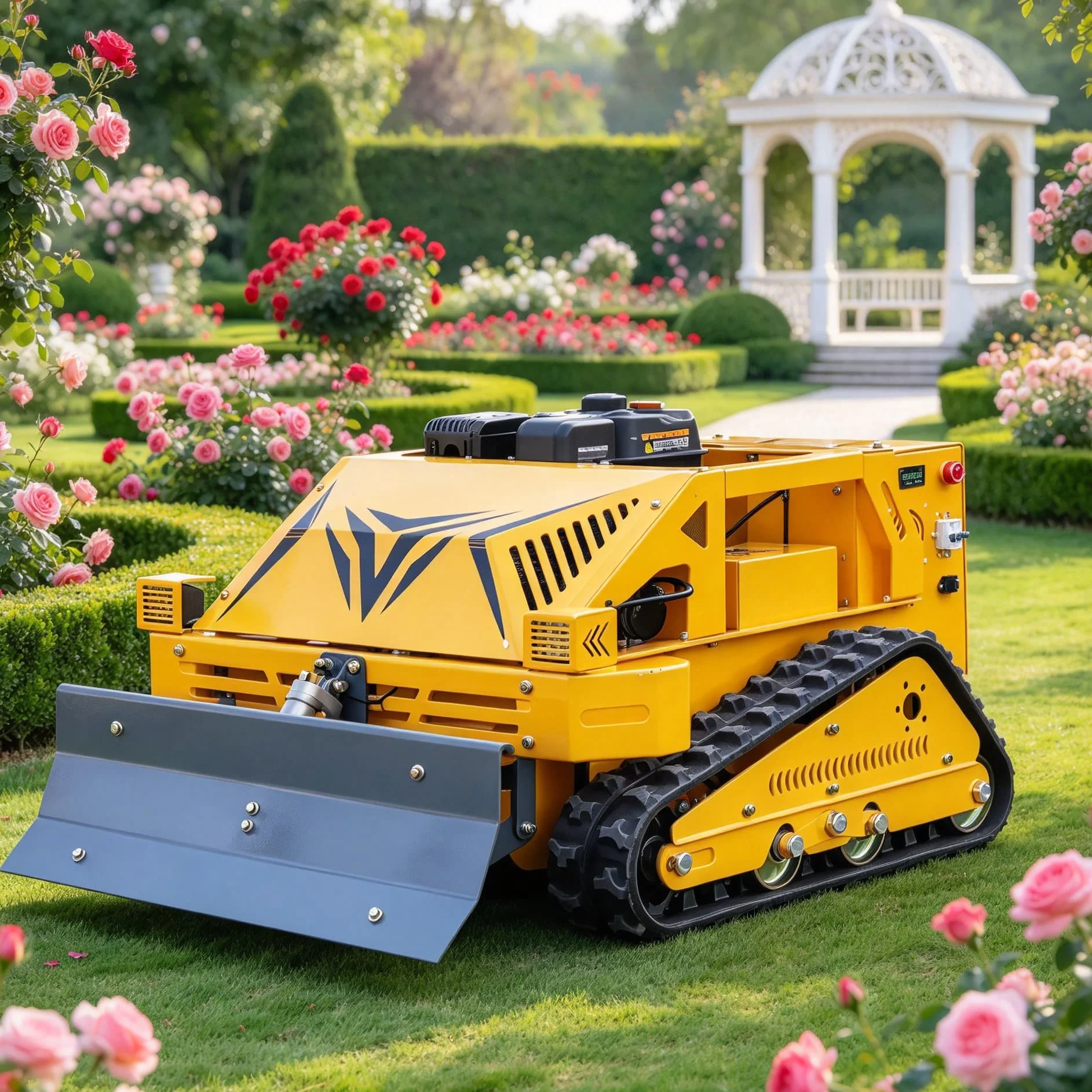 Customized rc riding lawn mower with wireless robot grass mower with four-stroke engine for undulating lawn surfaces