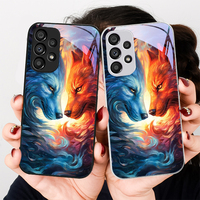 Fire Wolf And Water Wolf For Samsung Galaxy S24 Plus S20 21 FE S23 Ultra S8 9 A70 72 73 50 51 52 53 Tempered Glass Phone Case