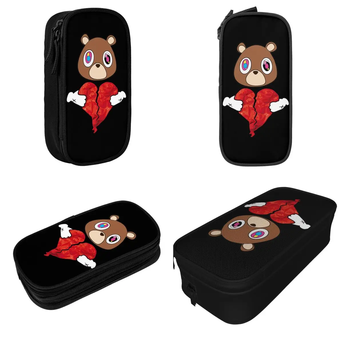 Kanye West 808\'s Graduation Bear Pencil Case Double Layer Large-capacity Kids School Supplies Pencil Box Gift