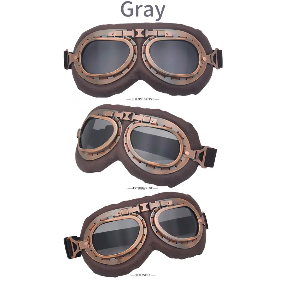 Retro Motorcycle Goggles Protective Gear Glasses Vintage Moto Classic Goggles for Harley Pilot Steampunk ATV Bike Copper Helmet image 4