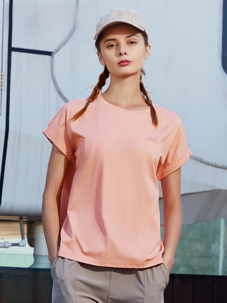 

Quick Dry Short Sleeve Women's T-Shirt Outdoor Sports Casual Short Style Summer Top round Neck Cotton Polyester Blend