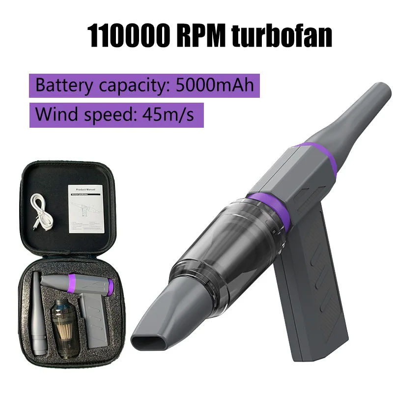 

Turbo Jet Fan 110000 RPM Electric Air Duster Cleaner Brushless Motor High-Speed Turbo Violent Fan Rechargeable Powerful Blowers