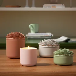 Nicole Candle Jar Concrete Silicone Mold Reusable Candle Refill Mold Camellia Candle Vessel Mold for Gypsum and Jesmonite
