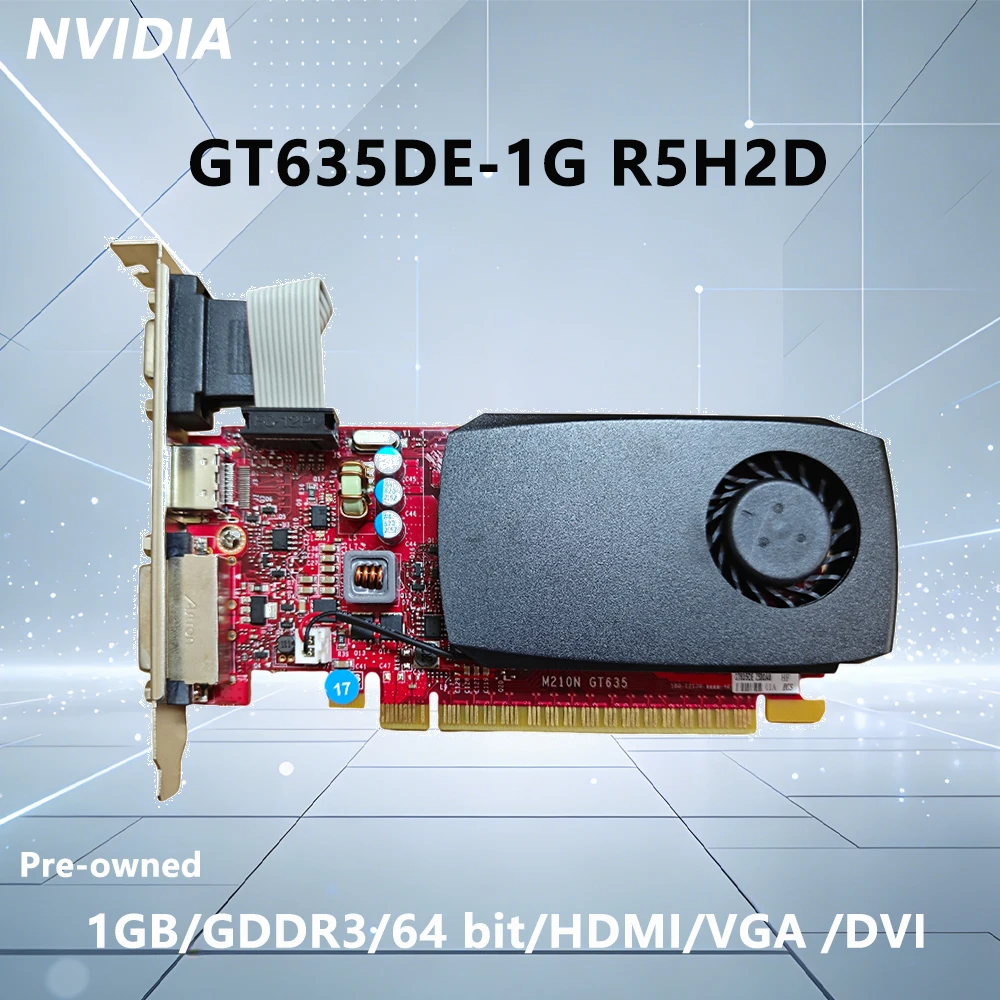 

NVIDIA GT635DE-1G R5H2D 1GB GDDR3 64-bit gaming graphics support DVI HDMI VGA interface for Desktop PC Computer Office or gaming