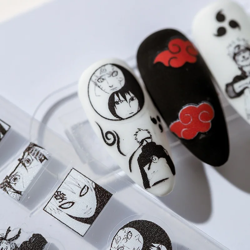 1PCS Pegatinas de Uñas en Relieve de Naruto, Personajes de Anime Gaara Naruto Sasuke, Accesorios de Arte para Uñas, Adornos de Personajes, Piezas para Uñas