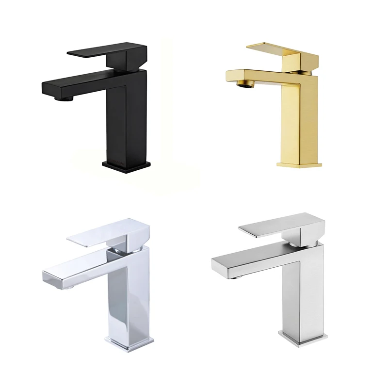 Bathroom Basin Faucet Brushed Sink Faucet Sus 304 Stainless Steel Hot Cold Bath Faucets Vanity Tap Deck Mounted Washbasin Taps