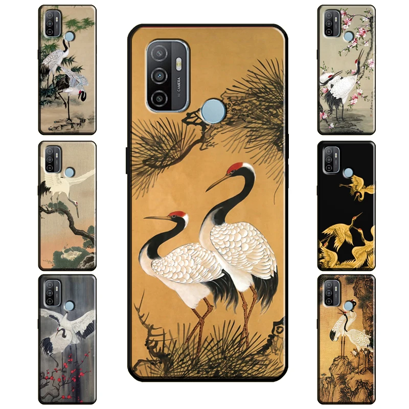 Red-crowned Crane Bird For OPPO A15 A91 A83 A53 A31 A9 A5 2020 A3S A5S A1K Find X3 Pro F5 F7 A52 A72 Phone Case