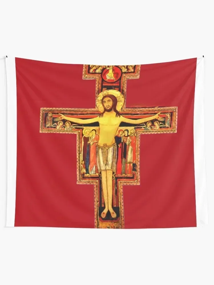 San Damiano Crucifix St Francis of Assisi Tapestry On The Wall Wall Decoration Items Aesthetic Room Decor Korean Tapestry