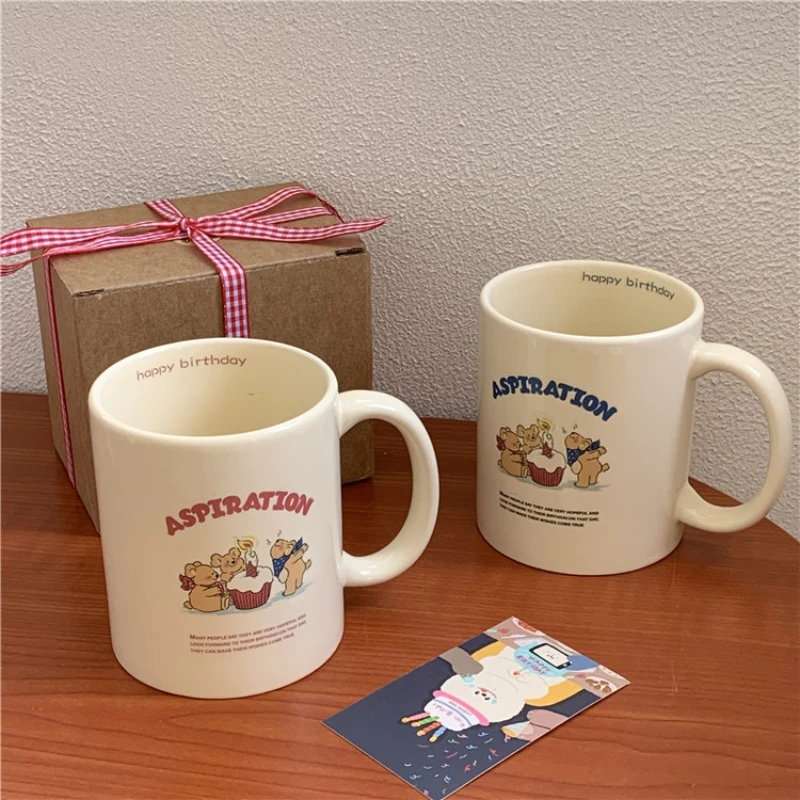 

Ceramic Cartoon Bear Mug, Ins Wind Cup, Water Cup, Coffee, Couple, Happy Birthday, Cute
