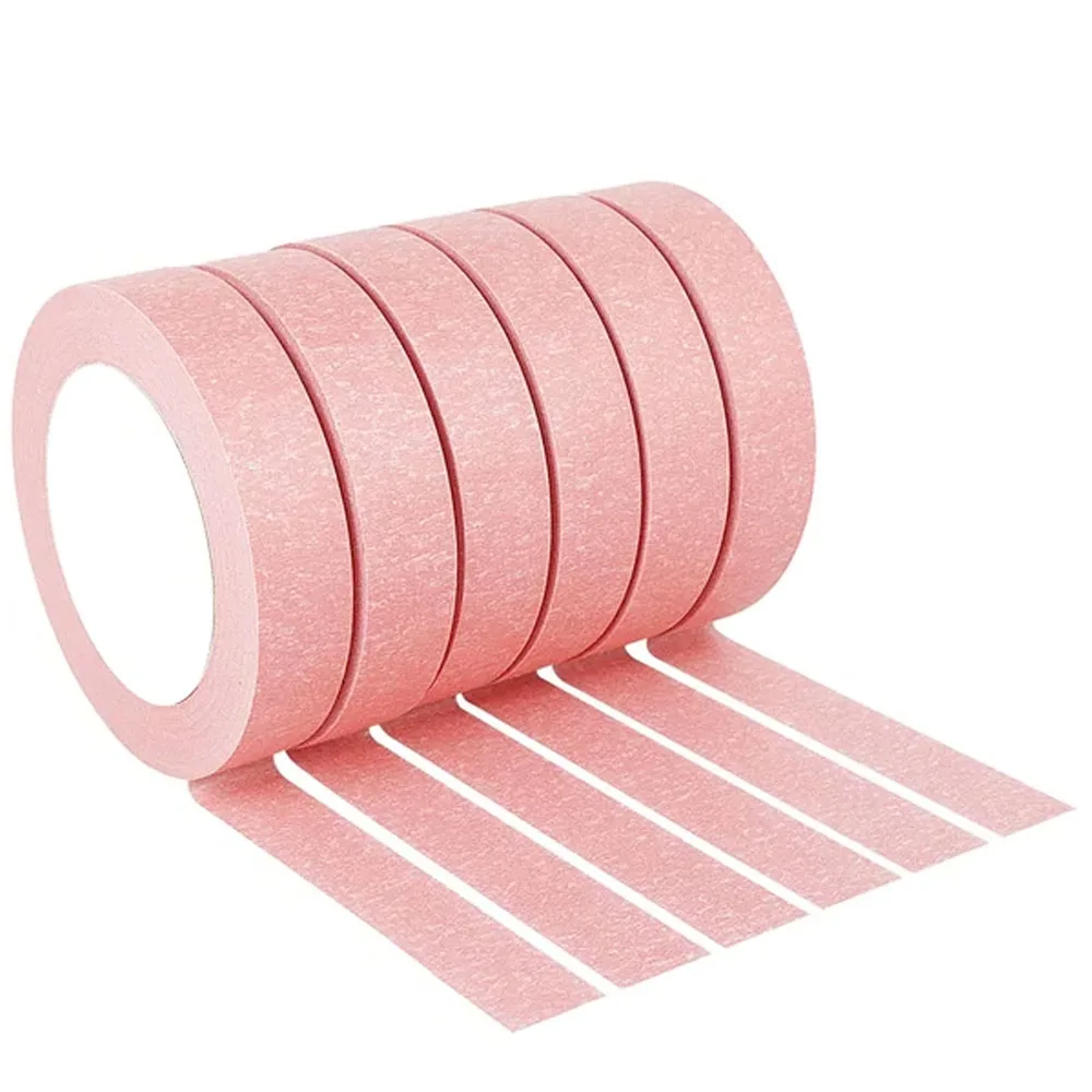 6 Rolls Pink Painters Tape, Masking Tape Bulk Sharp Edge Line Technology, Residue-Free and Artisan Grade Wall Trim Tape