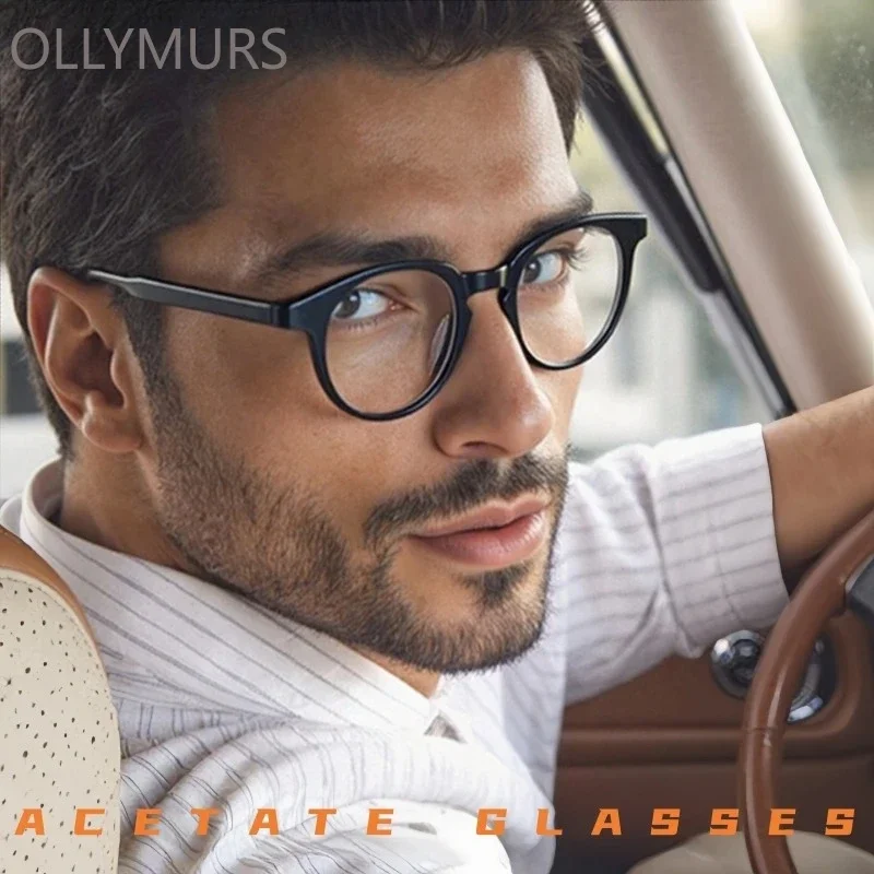 

OLLYMURS Ретро круглые мужские высококачественные ацетатные очки модный тренд Samll оптическая оправа для очков по рецепту женские F22245