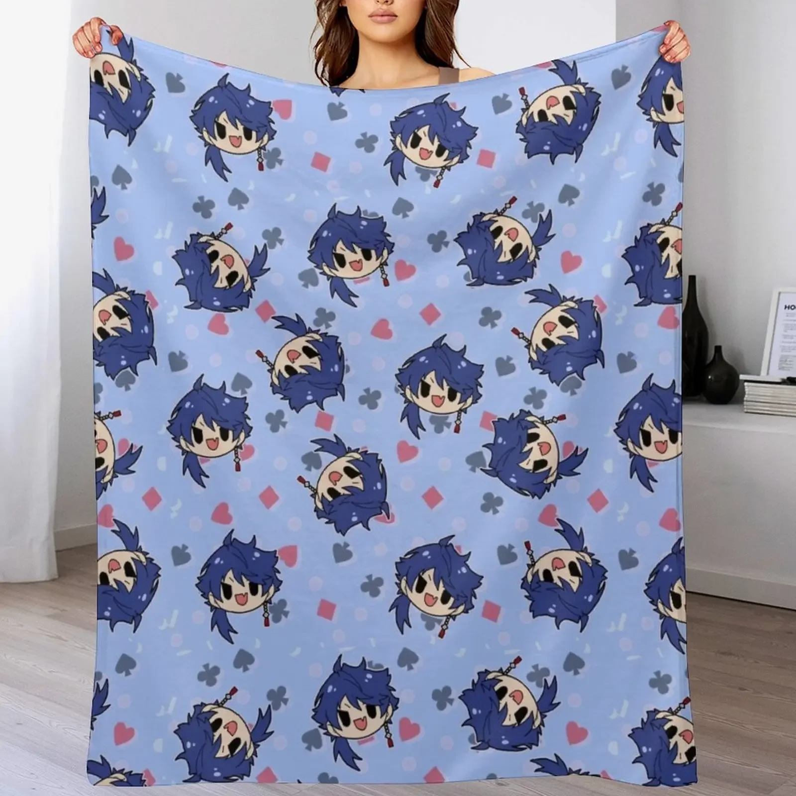 

Dice casino pattern (pastel blue) Throw Blanket Comforter Bed linens Flannel Fabric blankets ands Blankets