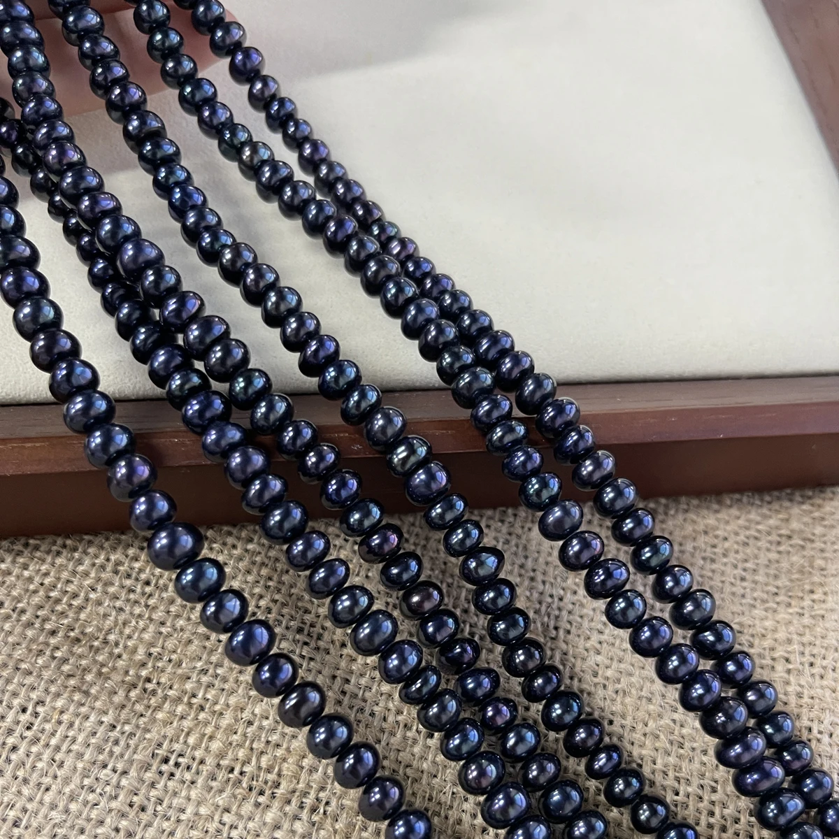 

5-6mm Natural Freshwater Pearl Haystack Bead Black Flat Beaded for DIY Women Men Necklace Jewelry Making Accessories