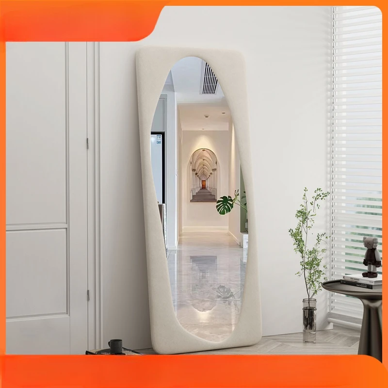 Abnormal mirror full-body mirror home wearing mirror ins wind bedroom girls irregular mirror floor against the wall fitting