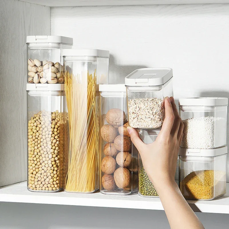 Kitchen Storage Container Food Box Dispenser Flour Supplies Grain Tank Dried fruits snacks Moisture-Proof Sealed Cans Organizers