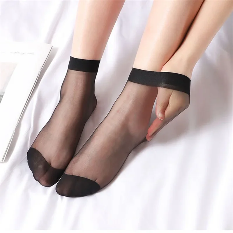 1/5/10/20/30Pairs Transparent Summer Socks Ultrathin Women Nylon Ladies Female Short Ankle Meias Elastic Crystal Spring Silk Sox